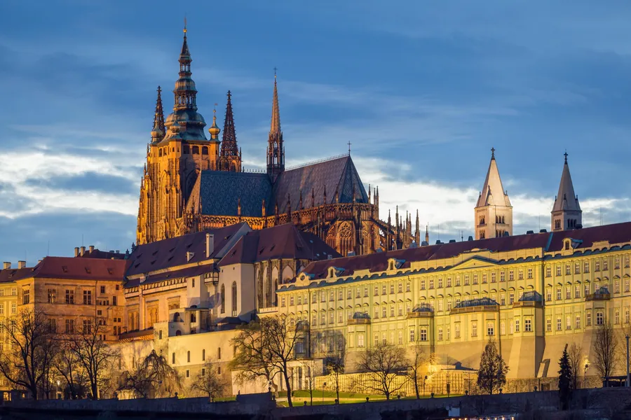 Prague Castle complex with St. Vitus Cathedral rising above the Hradčany district